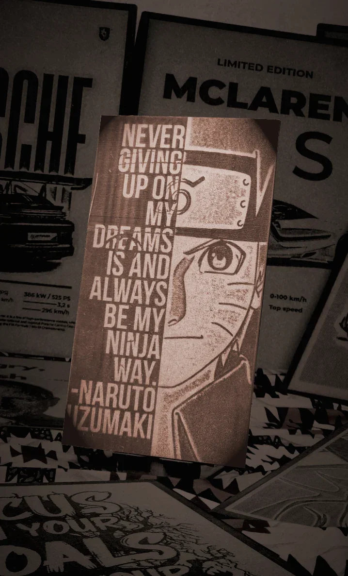 Naruto 'Never Giving Up' Wooden Engraved Frame"