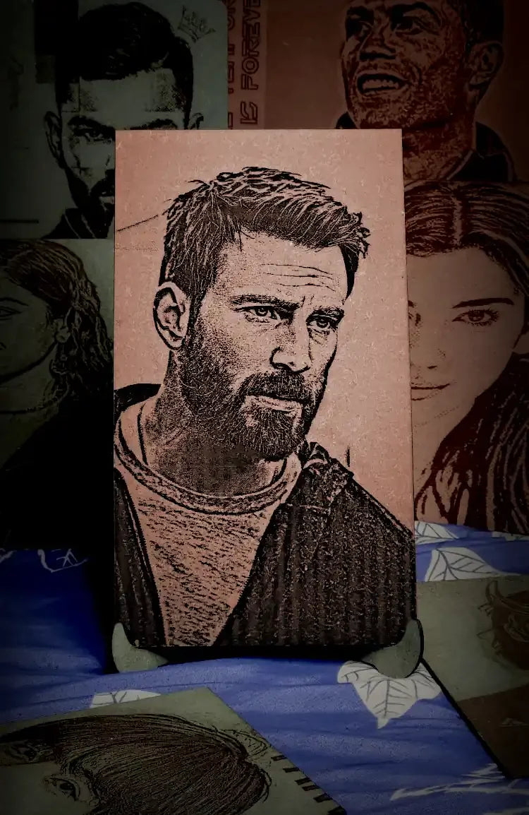 Evans Engraved: Handcrafted Wooden Portraits of Captain America