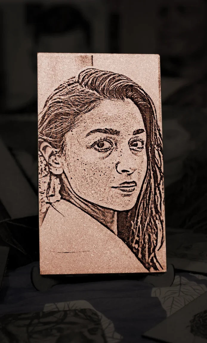 Alia's Allure: Handcrafted Wooden Portraits