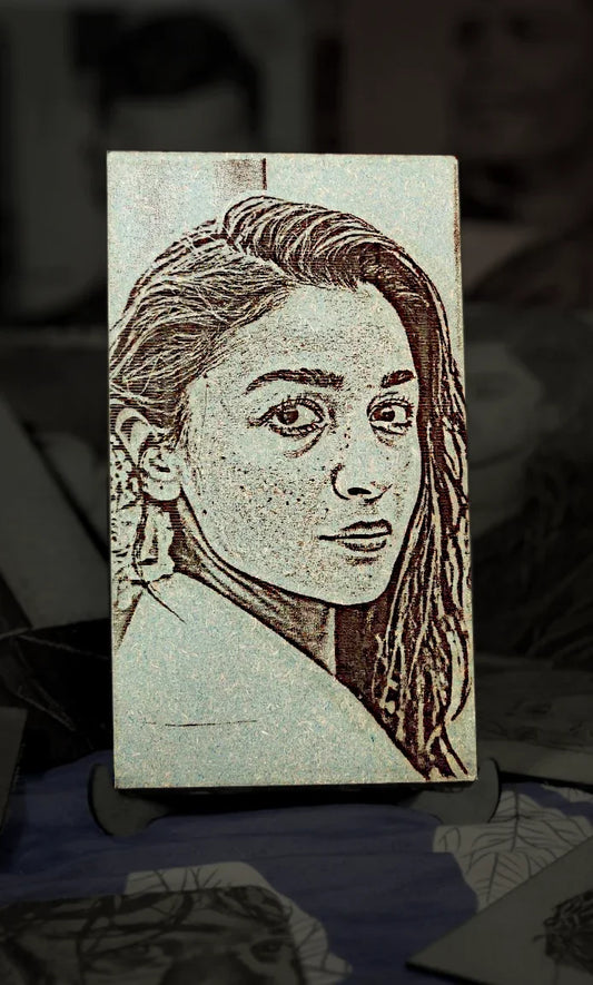 Alia's Allure: Handcrafted Wooden Portraits