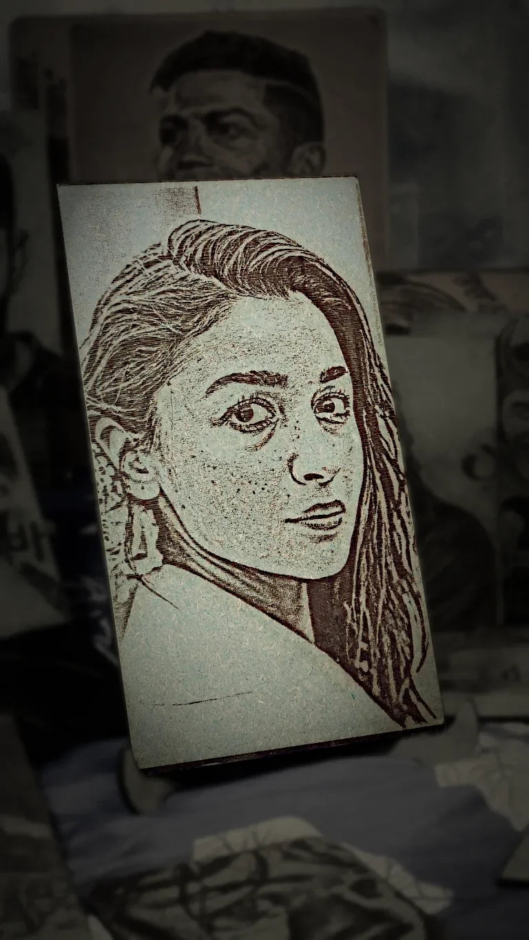 Alia's Allure: Handcrafted Wooden Portraits