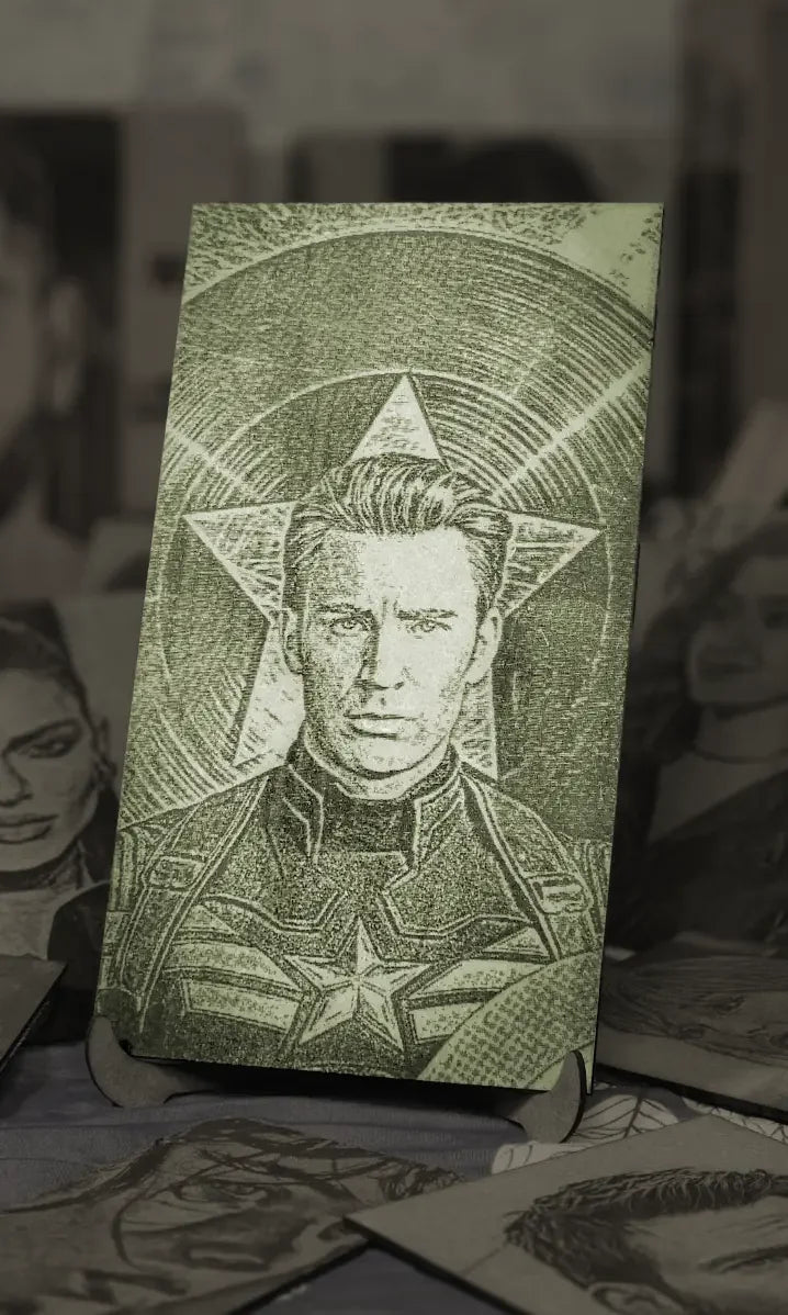 Evans Engraved: Handcrafted Wooden Portraits of Captain America 2