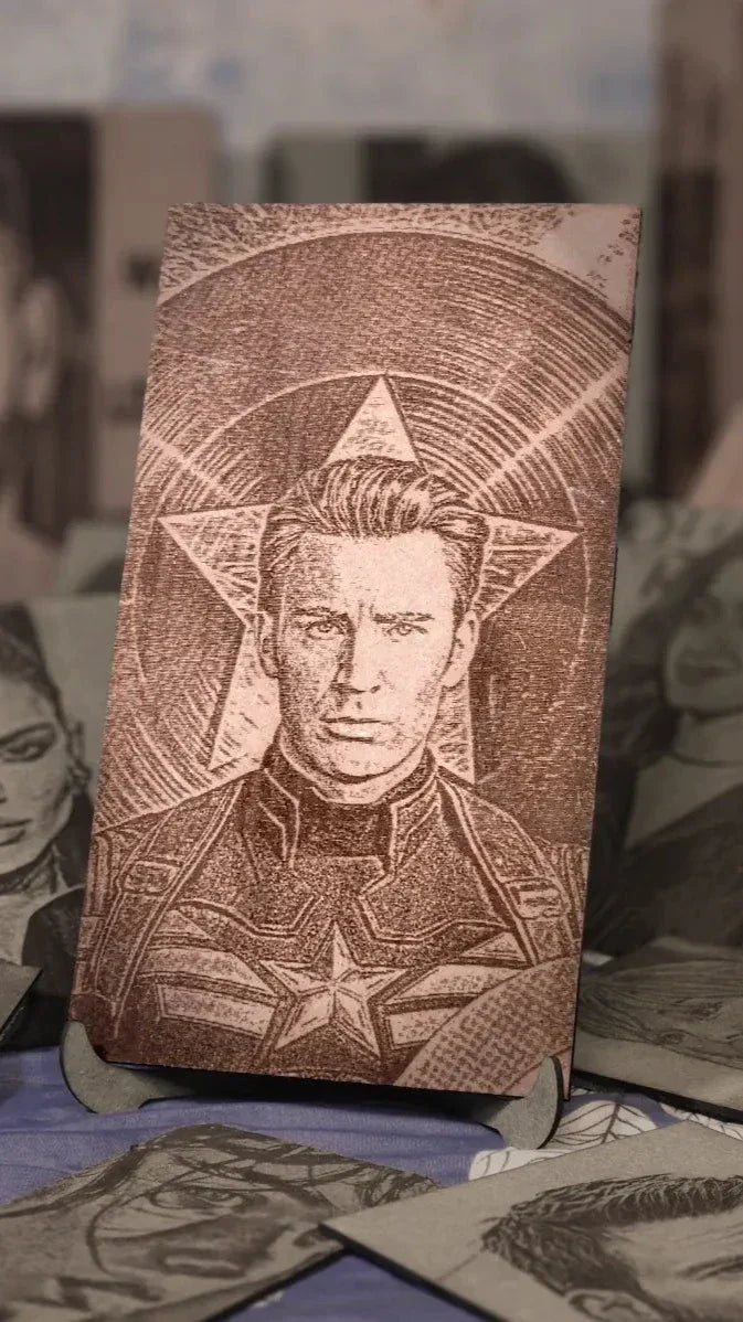 Evans Engraved: Handcrafted Wooden Portraits of Captain America 2