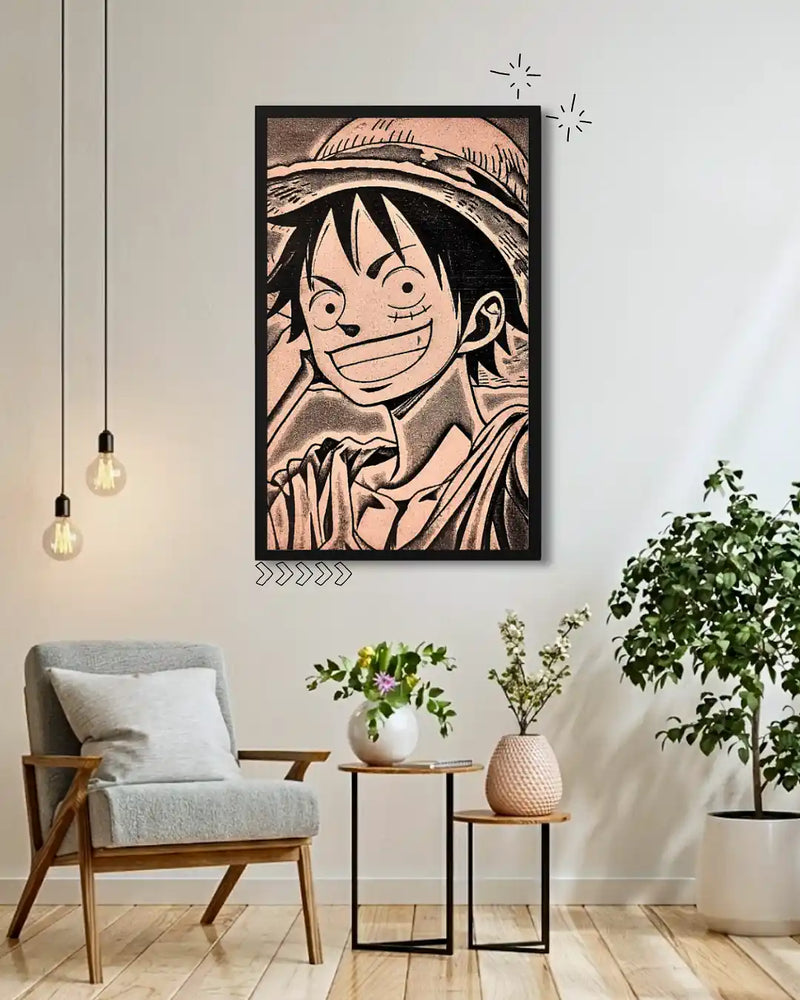Monkey D. Luffy Wooden Frame â?? One Piece Inspired Art