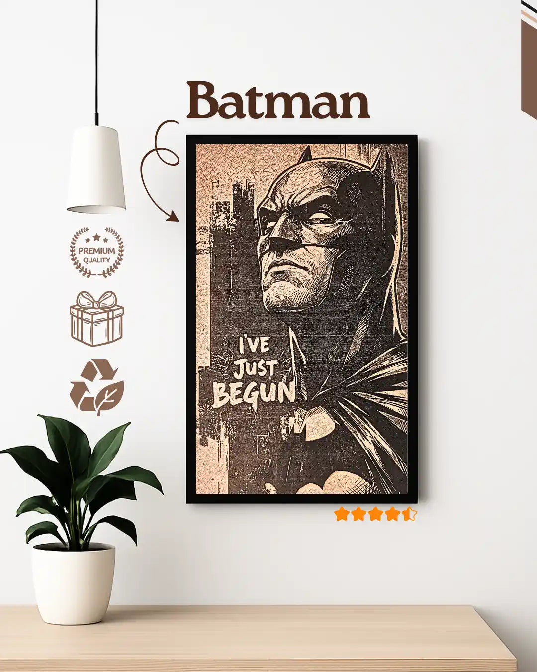 Square Frame Batman Batman Photo Frame | Gotham Superhero Wall Decor – woodify - 2.01