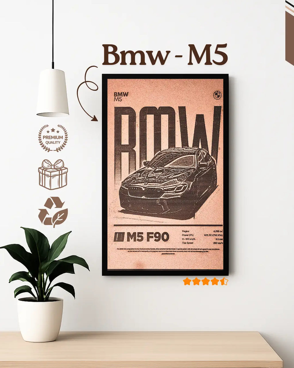 BMW M5 F90 Supercar Wall Frame
