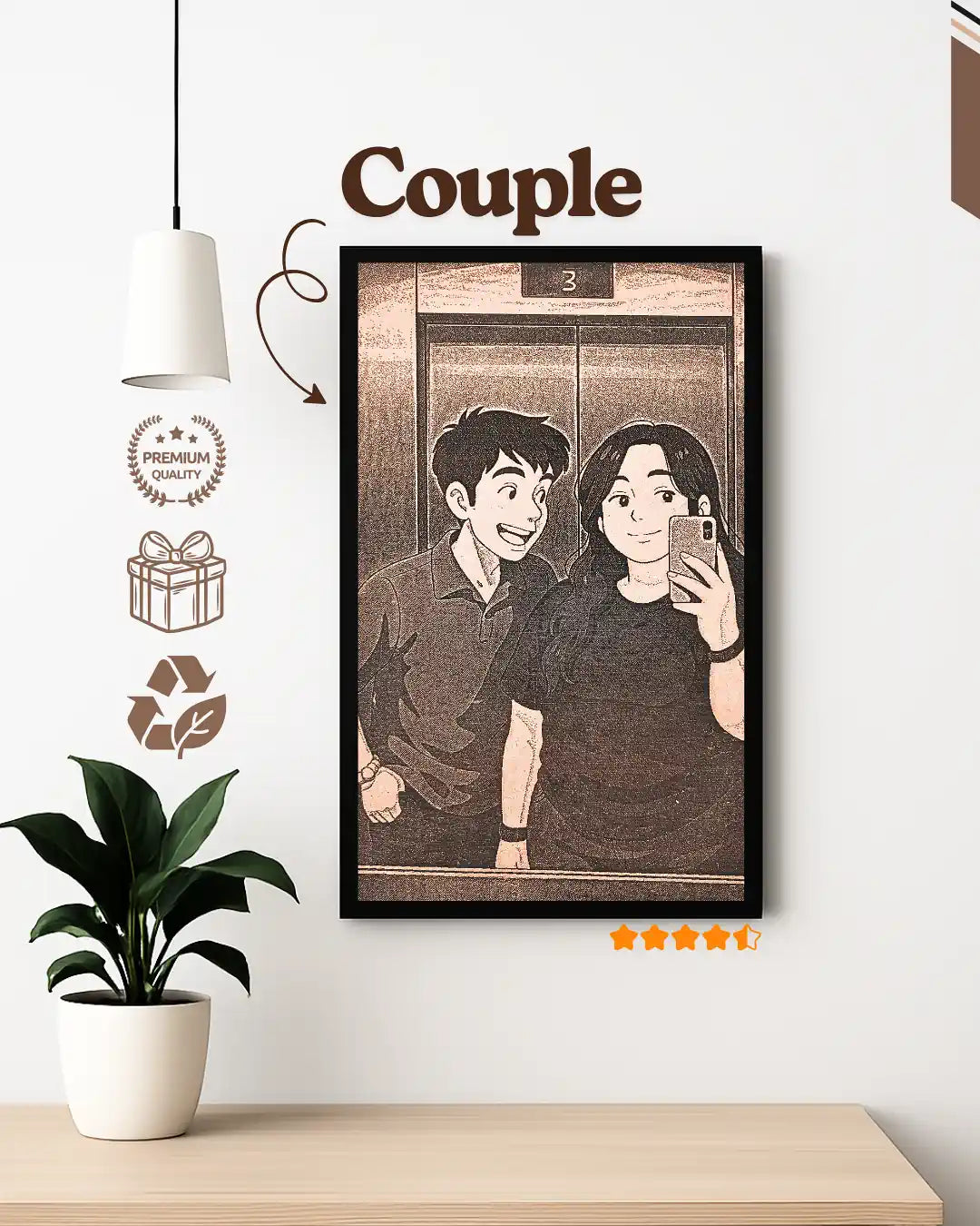 Personalized Ghibli Style Couple Frame
