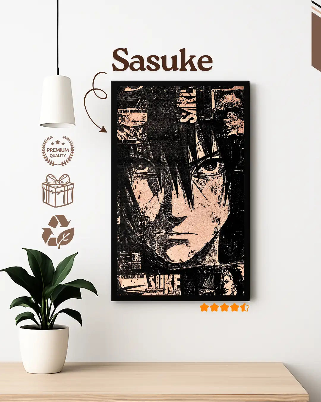 Sasuke Uchiha Anime Wooden Frame