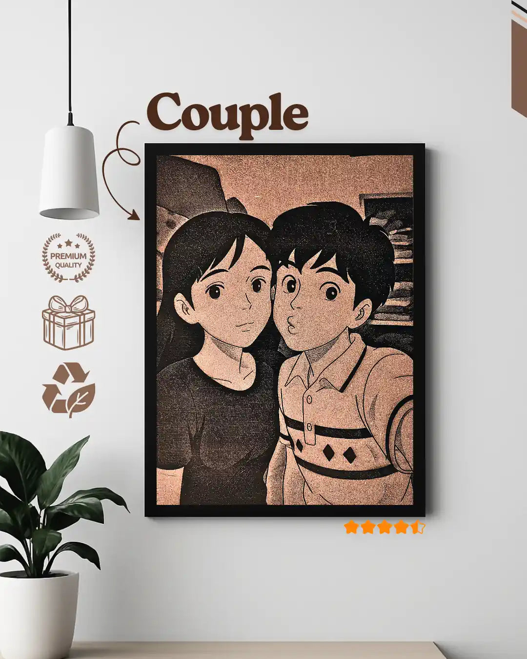 Personalized Ghibli Style Couple Frame
