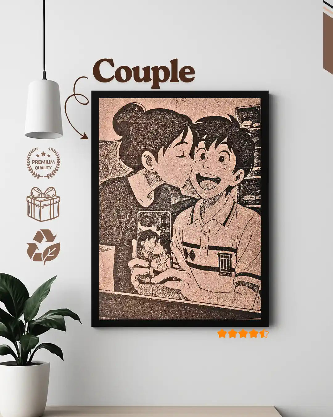 Personalized Ghibli Style Couple Frame