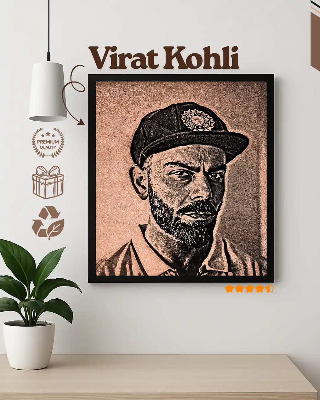 Exclusive Virat Kohli Frame | Handcrafted Wood Gift