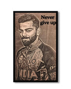 Virat Kohli Sketch Art | Real Wood Engraved Poster
