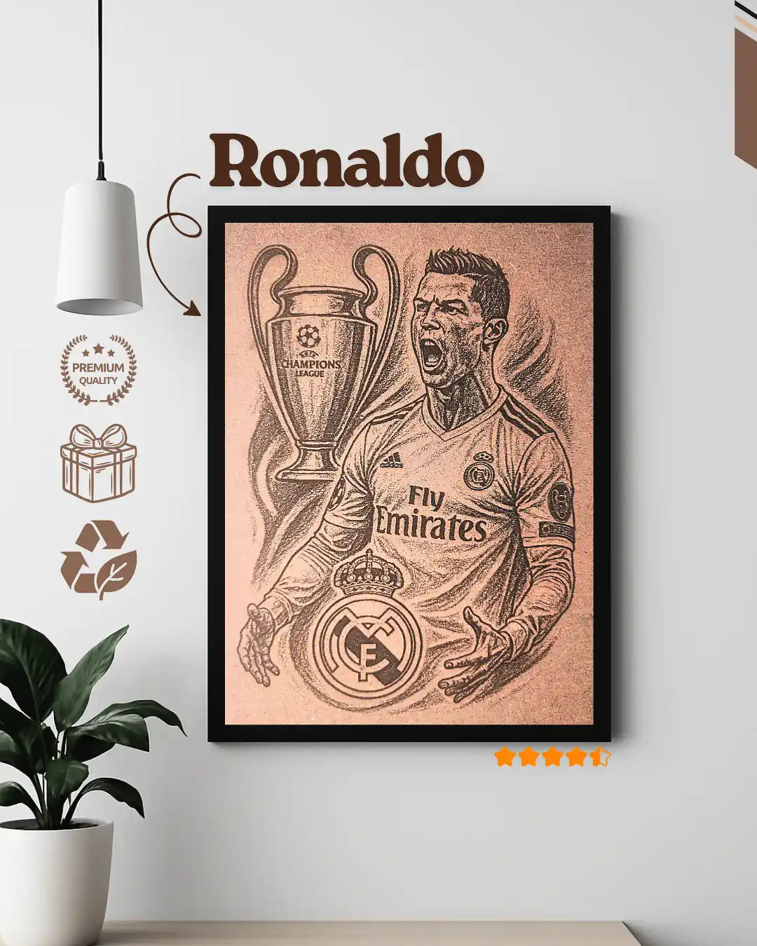 CR7 Ronaldo Premium Wooden Frame