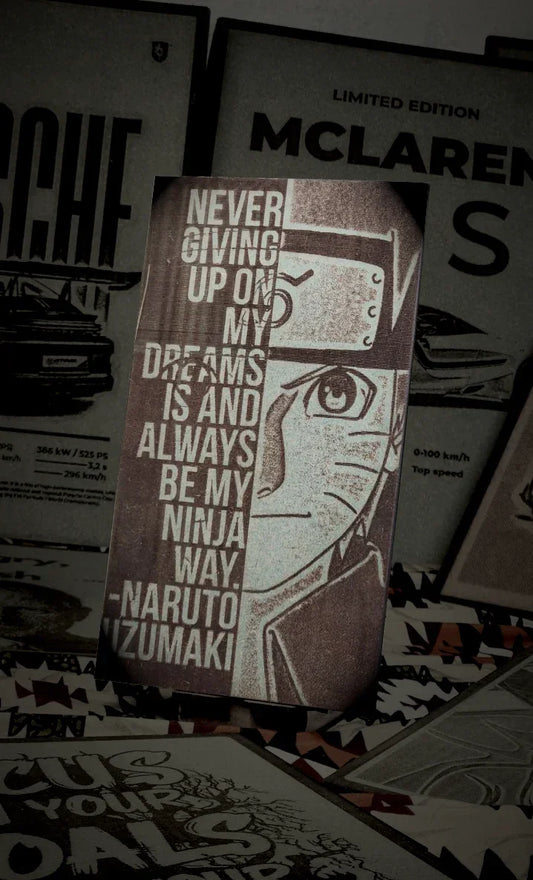 Naruto 'Never Giving Up' Wooden Engraved Frame"