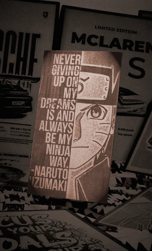 Naruto 'Never Giving Up' Wooden Engraved Frame"