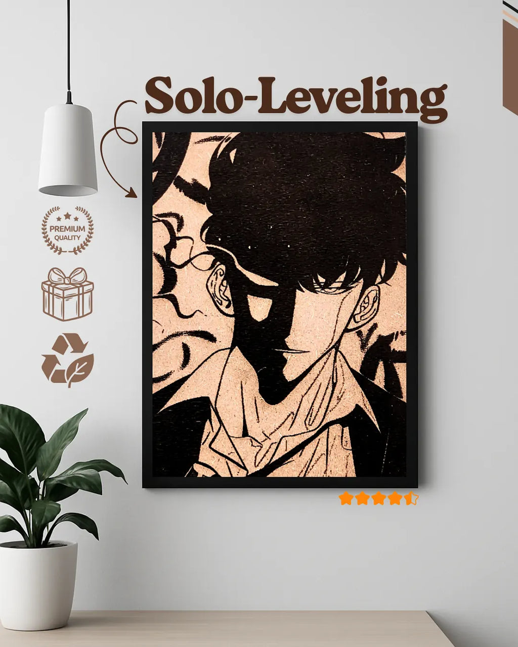 Sung Jin Woo Shadow Monarch - Solo Leveling Wood