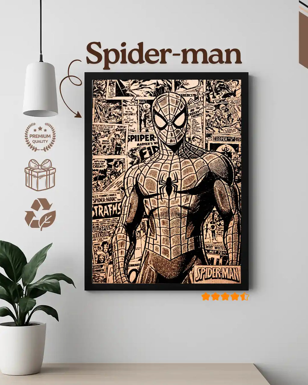 Spider-Man Retro Comic Collage - Marvel Classic Wood Poster