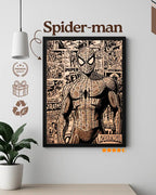 Spider-Man Retro Comic Collage - Marvel Classic Wood Poster