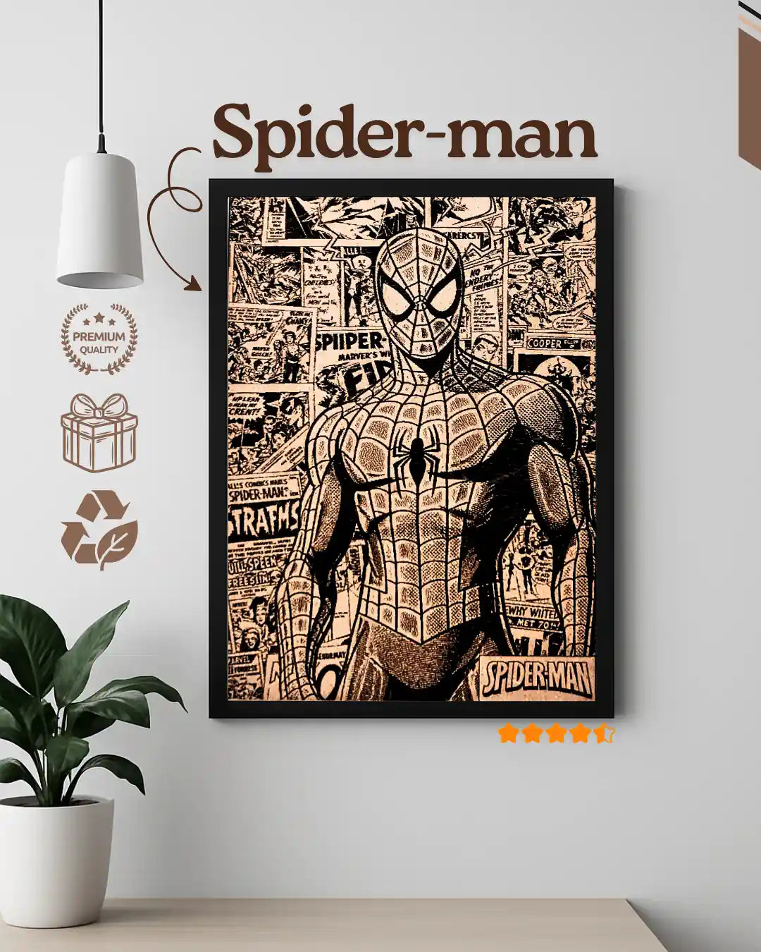 Spider-Man Retro Comic Collage - Marvel Classic Wood Poster