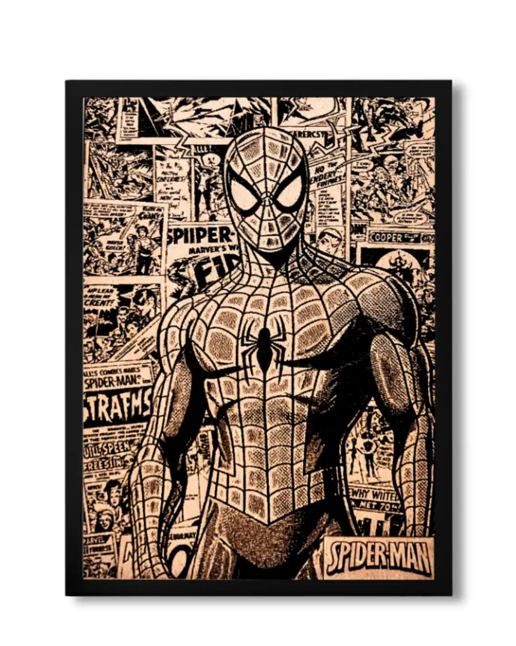 Spider-Man Retro Comic Collage - Marvel Classic Wood Poster