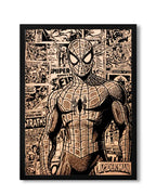 Spider-Man Retro Comic Collage - Marvel Classic Wood Poster