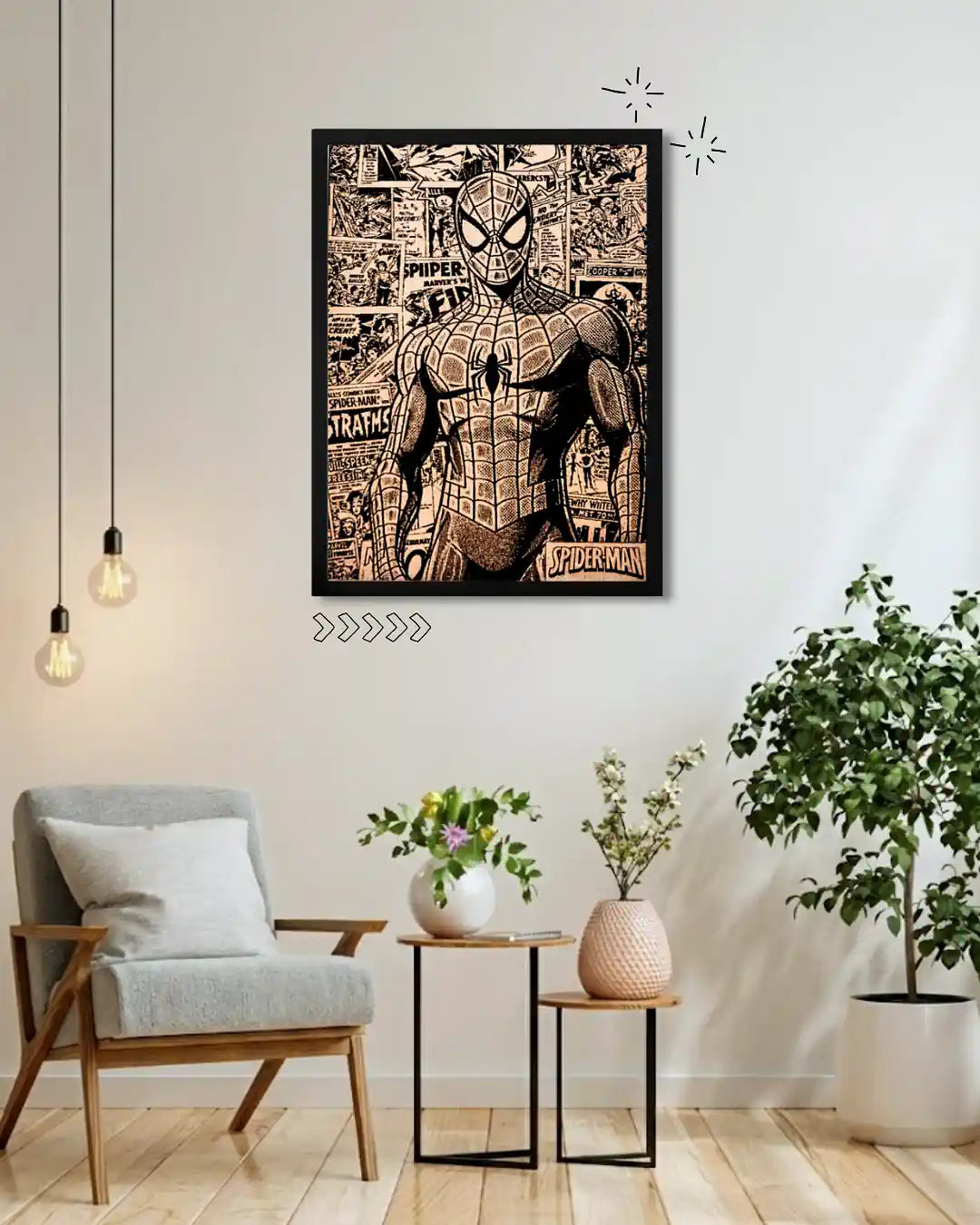 Spider-Man Retro Comic Collage - Marvel Classic Wood Poster