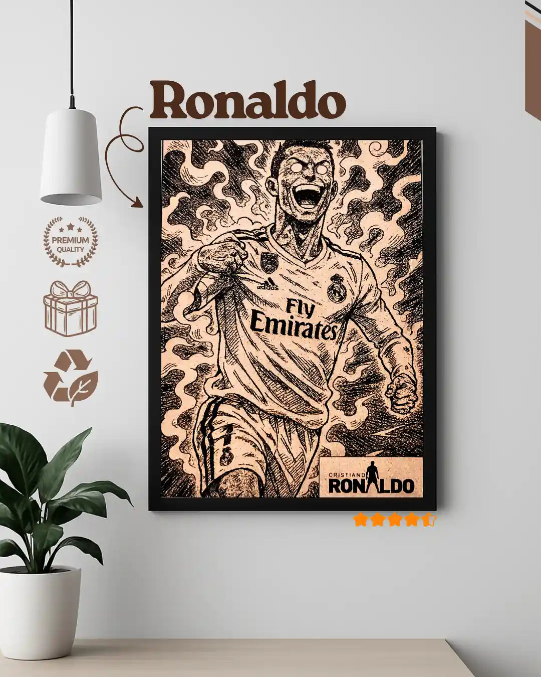 Cristiano Ronaldo CR7 Celebration - Engraved Football Poster