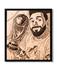 Lionel Messi Sky Pointing Tribute - Football Legend Wood Frame