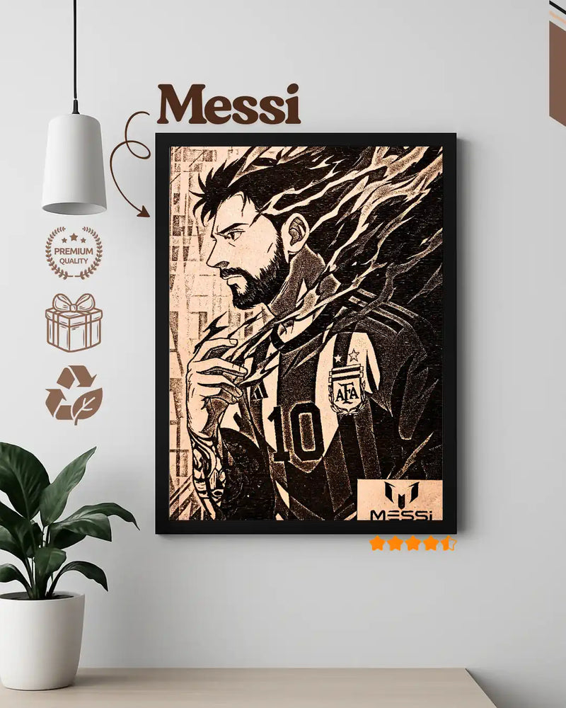 Lionel Messi Artistic Side Profile - Minimalist Football