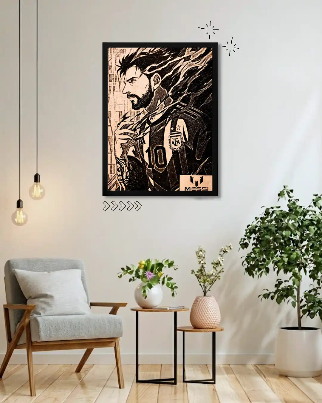 Lionel Messi Artistic Side Profile - Minimalist Football