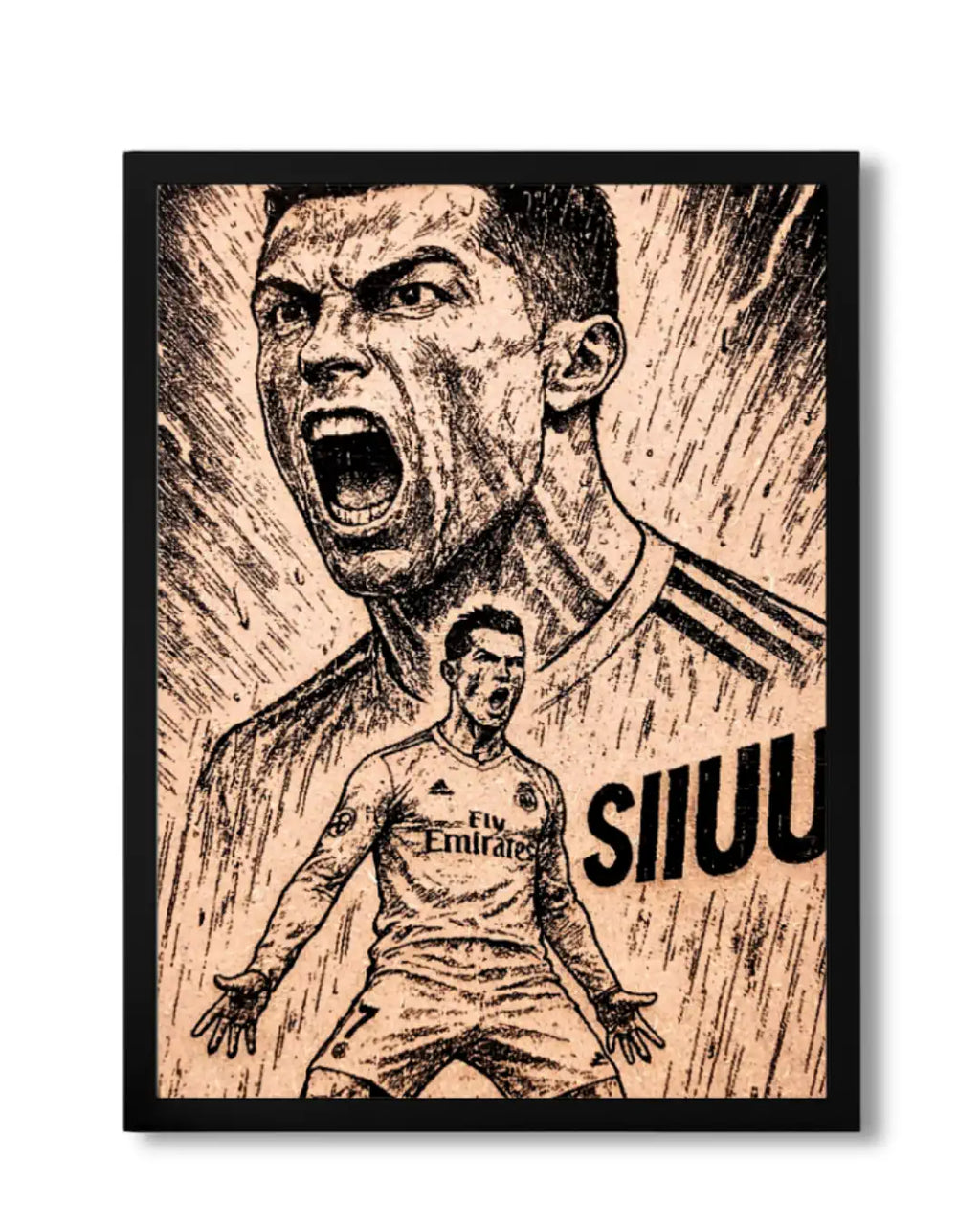 Cristiano Ronaldo Siu Celebration - Iconic Goal Wood Poster