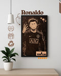 Cristiano Ronaldo Dark Aesthetic - Intense Focus Wood Engraving