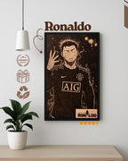 Cristiano Ronaldo Dark Aesthetic - Intense Focus Wood Engraving