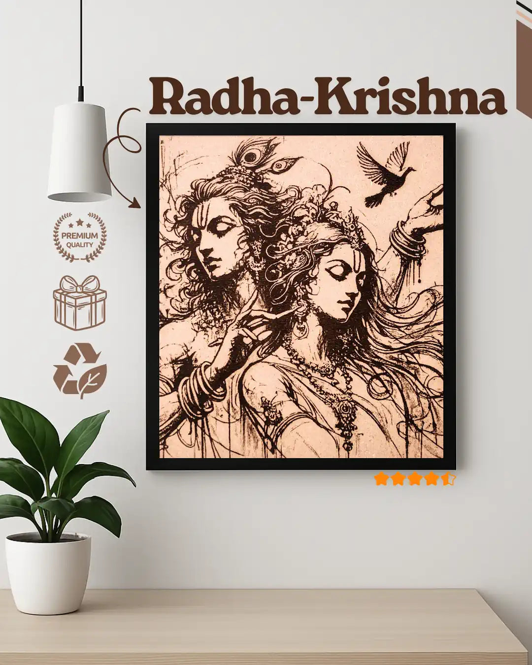 Radha Krishna Abstract Love - Modern Spiritual Home Decor