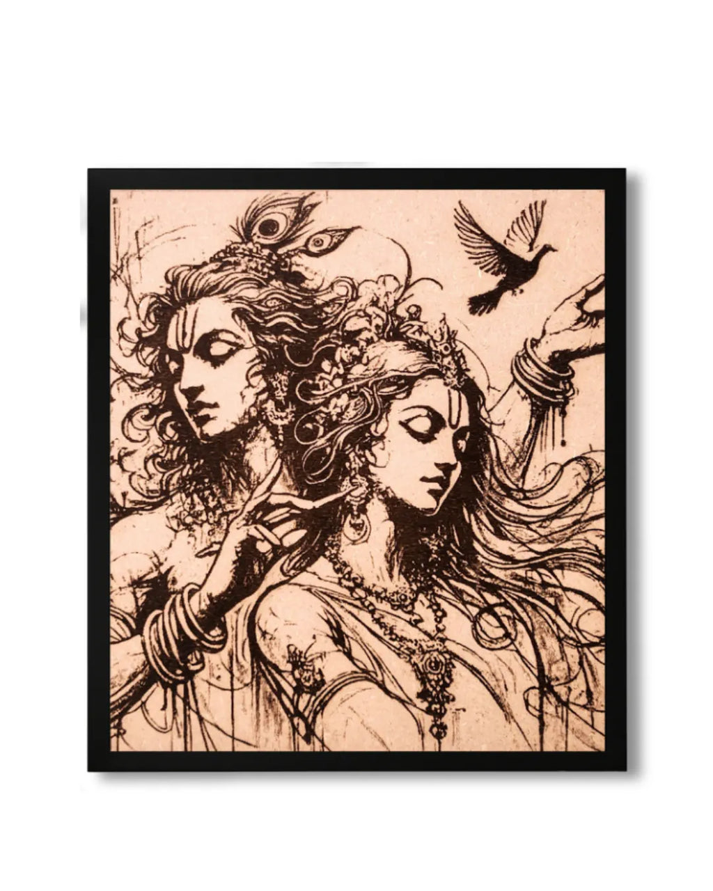 Radha Krishna Abstract Love - Modern Spiritual Home Decor