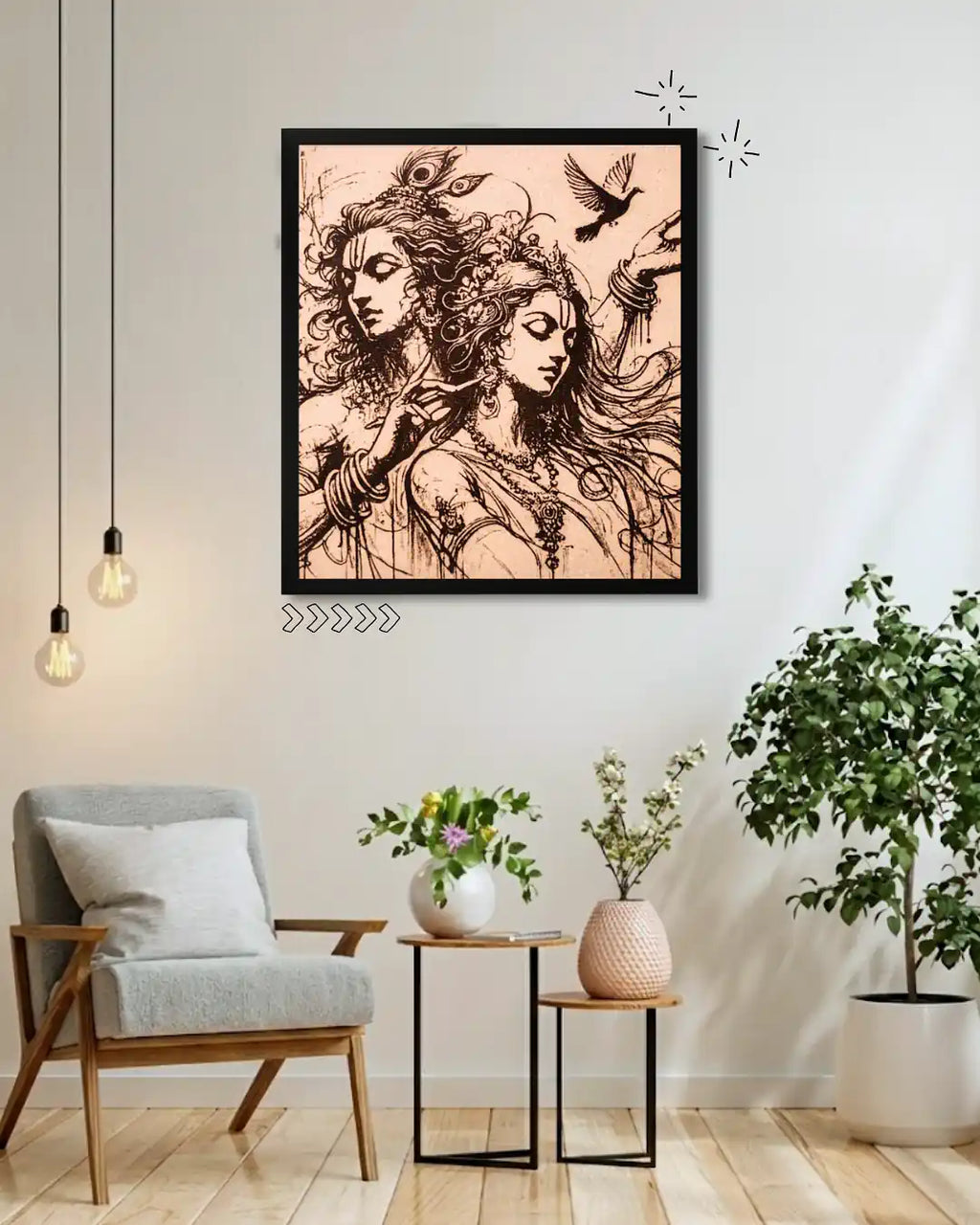 Radha Krishna Abstract Love - Modern Spiritual Home Decor