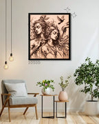 Radha Krishna Abstract Love - Modern Spiritual Home Decor