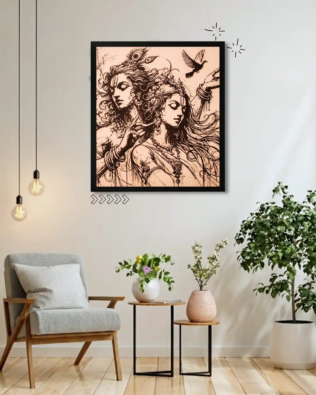 Radha Krishna Abstract Love - Modern Spiritual Home Decor