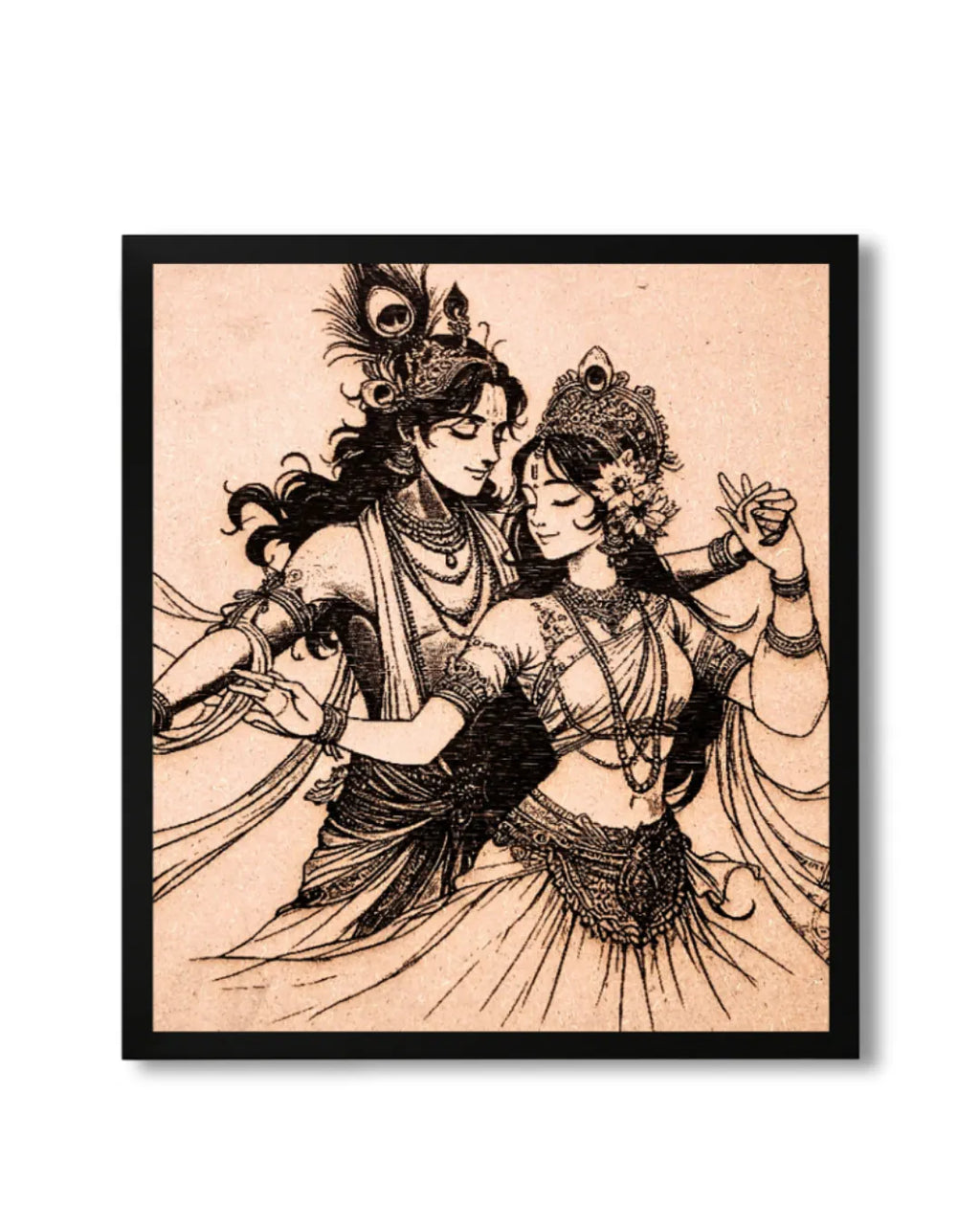 Radha Krishna Raas Leela - Divine Dance Wood Carving