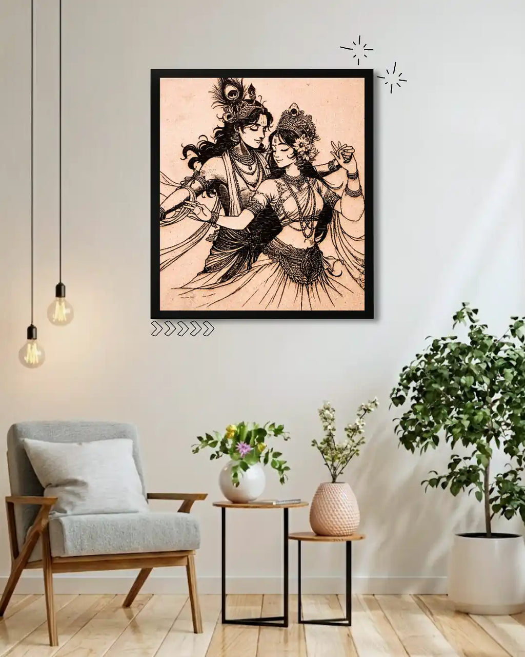 Radha Krishna Raas Leela - Divine Dance Wood Carving