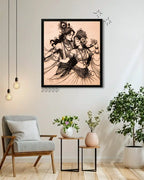 Radha Krishna Raas Leela - Divine Dance Wood Carving