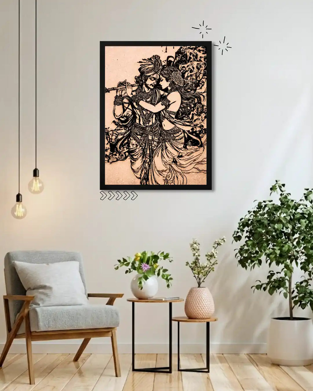 Radha Krishna Flute Melody - Religious Wall Hanging Gift