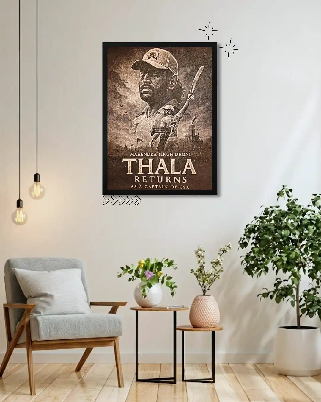 MS Dhoni Thala Captain Cool - Number 7 Cricket Wood Portrait