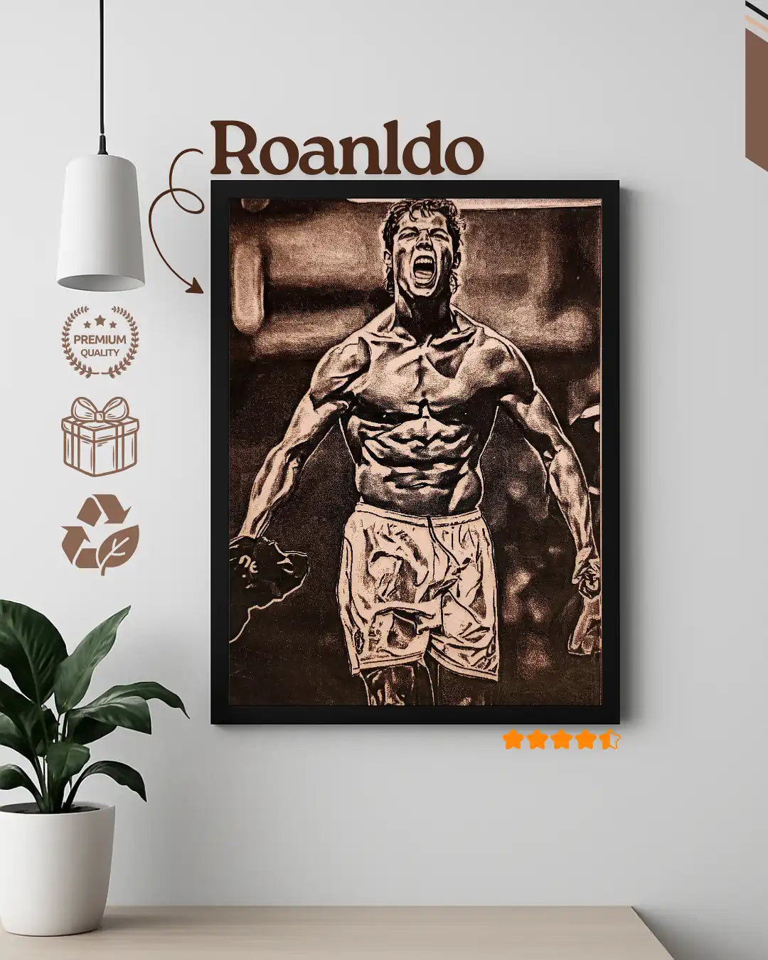 Cristiano Ronaldo CR7 Physique - Gym Motivation Wood Wall Art