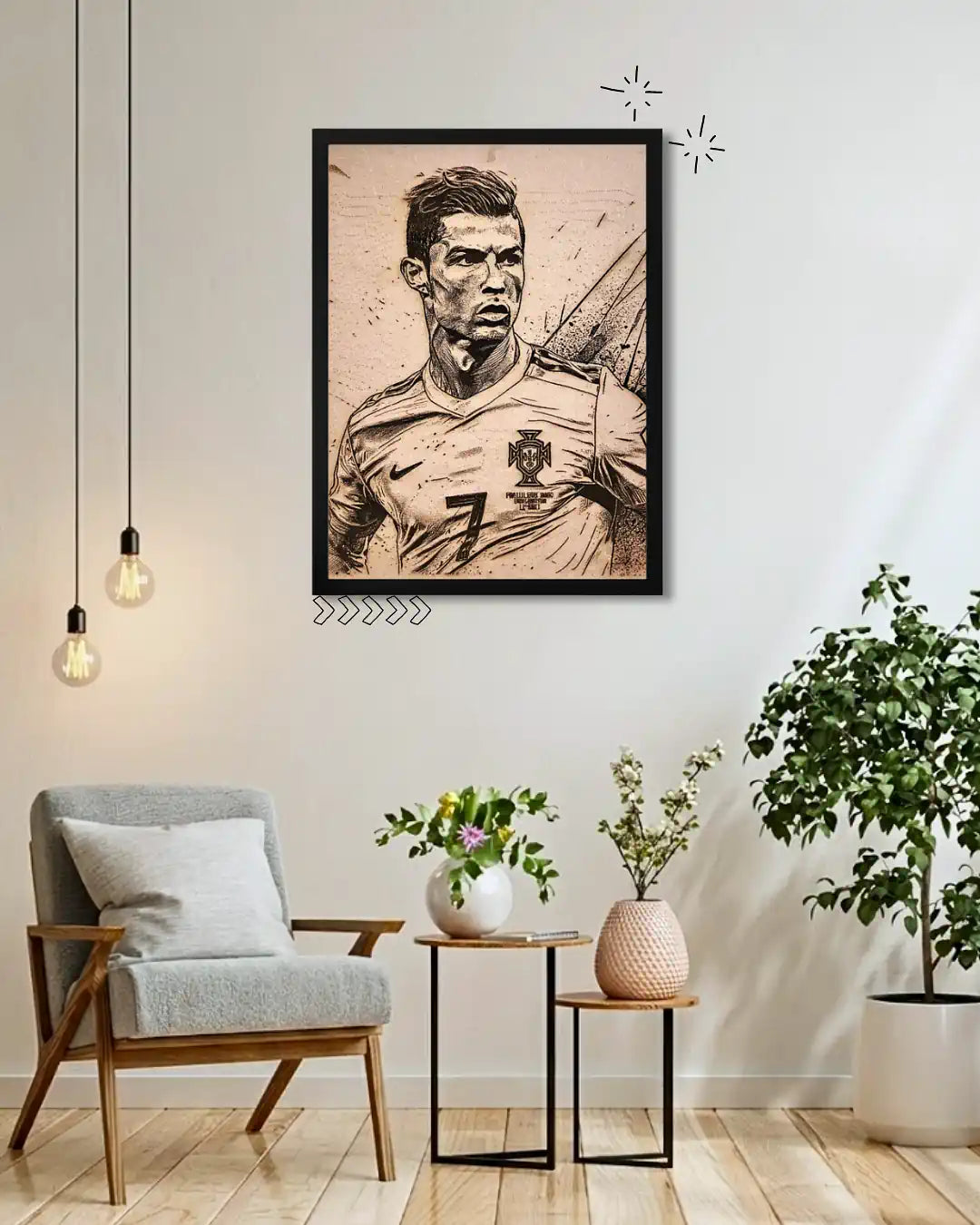 Cristiano Ronaldo Portugal Captain - Football Legend Wood Engraving