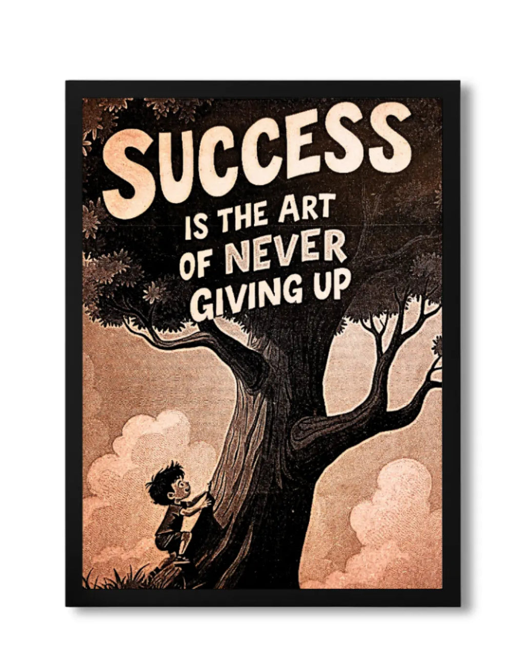 Success Is Never Giving Up - Motivational Office Wall Plaque