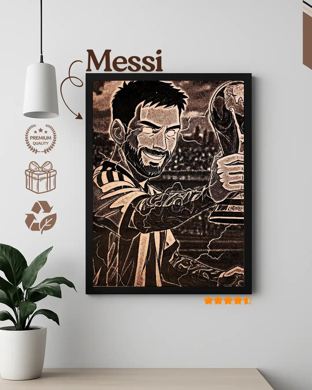 Lionel Messi The GOAT - Graffiti Style Street Art Wood Poster