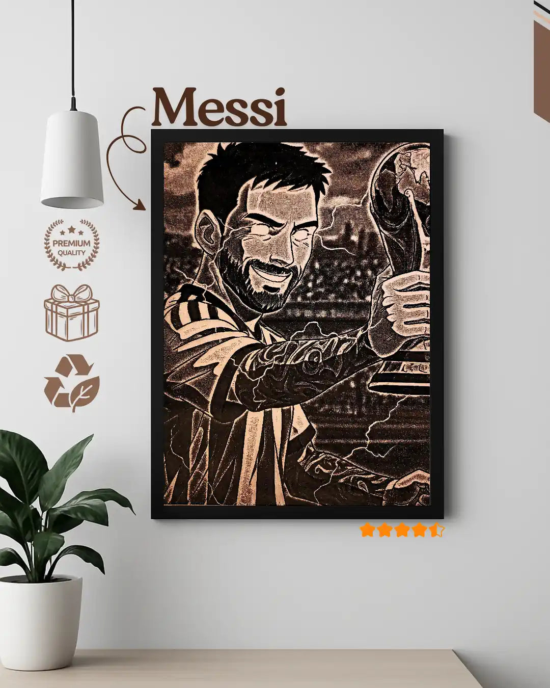 Lionel Messi The GOAT - Graffiti Style Street Art Wood Poster