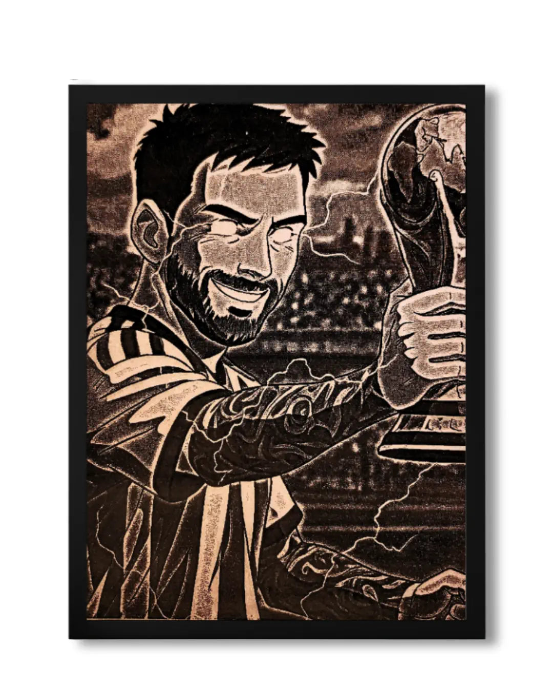 Lionel Messi The GOAT - Graffiti Style Street Art Wood Poster