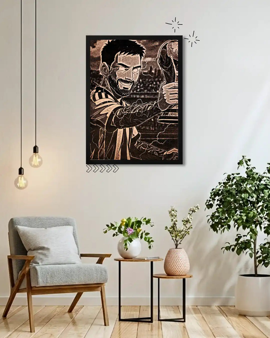 Lionel Messi The GOAT - Graffiti Style Street Art Wood Poster